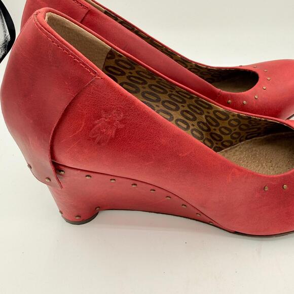 Fly London EU 41 Red Wedge Heel Studded Leather Colorful Classic - Picture 4 of 8